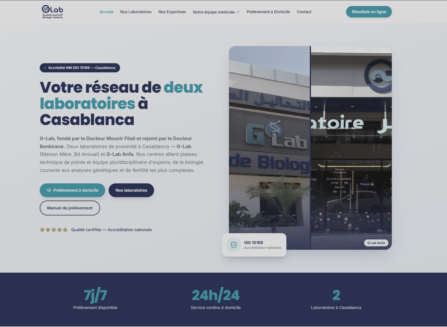 Aperçu du site G-Lab livré par Drop15