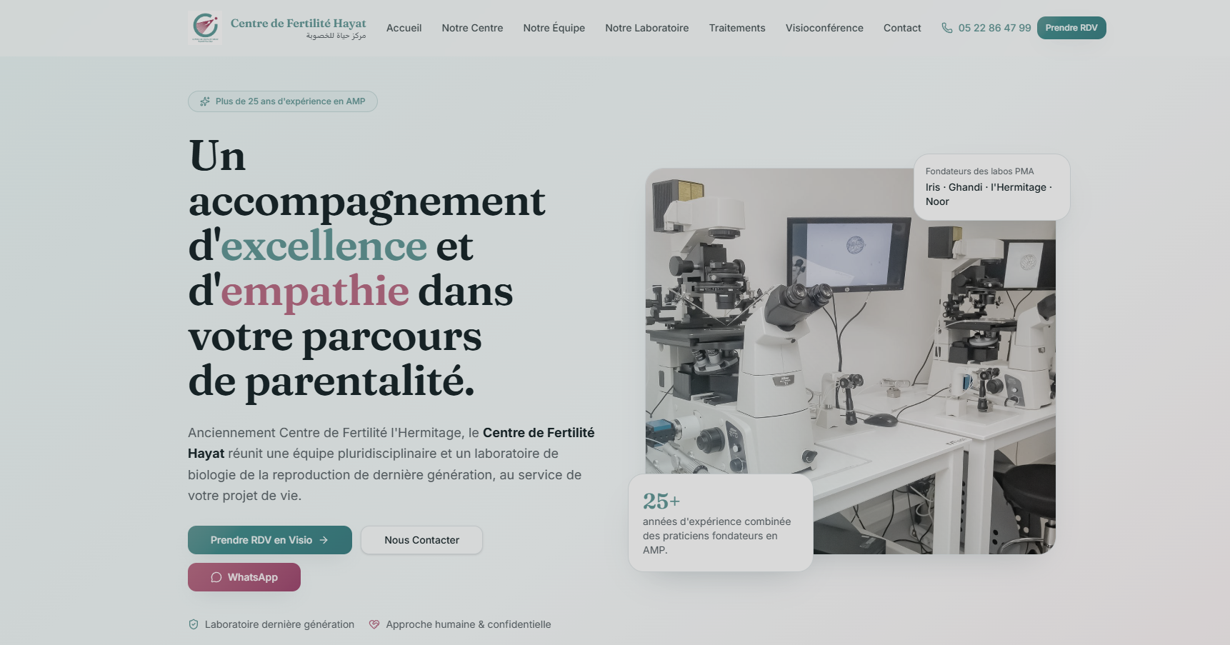 Aperçu du site Centre de Fertilité Hayat livré par Drop15